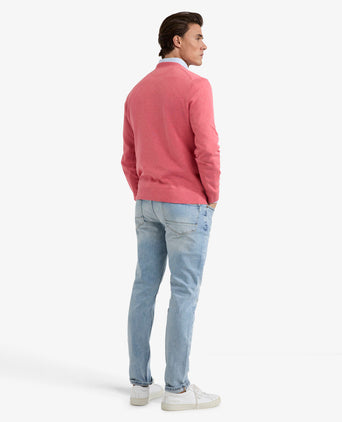 Sweater V-neck Cotton | Coral Red