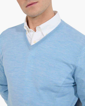 Sweater V-neck Luxe Merino | Light Blue