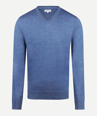 Trui V-hals Luxe Merino | Vintage Blue Trui V-hals Luxe Merino | Vintage Blue