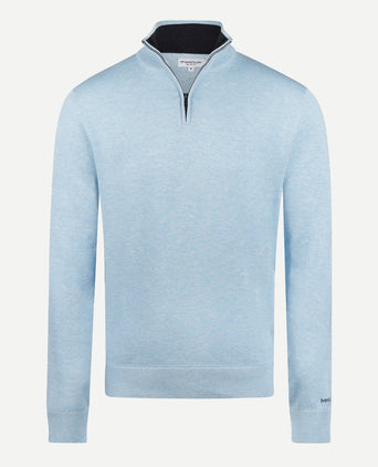 Sweater Zip Collar Cotton | Light Blue