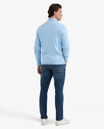 Sweater Zip Collar Cotton | Light Blue