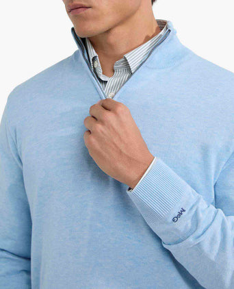 Sweater Zip Collar Cotton | Light Blue