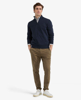 Sweater Zip Collar Cotton | Navy