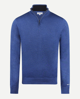 Sweater Zip Collar Cotton | Royal Blue