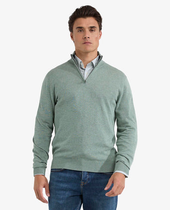 Sweater Zip Collar Cotton | Ice Green