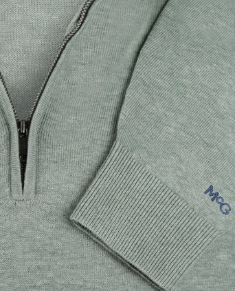 Sweater Zip Collar Cotton | Ice Green