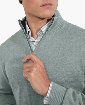 Sweater Zip Collar Cotton | Ice Green