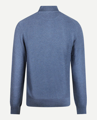 Sweater Zipper Collar Cotton with Logo | Vintage Blue