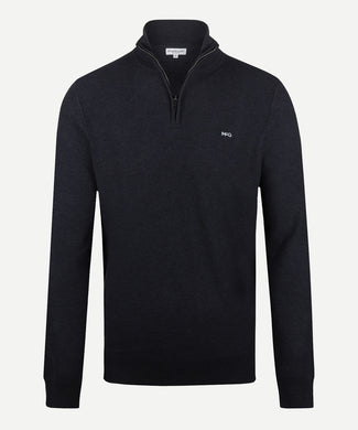 Trui Ritskraag Cotton met Logo | Navy Trui Ritskraag Cotton met Logo | Navy