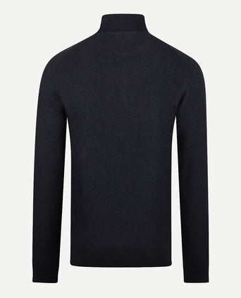 Sweater Zip Collar Cotton with Logo | Navy