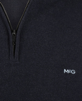 Sweater Zip Collar Cotton with Logo | Navy