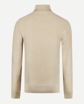 Sweater Zip Collar Cotton with Logo | Sand