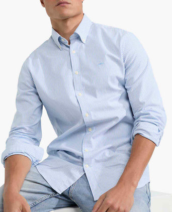 Overhemd Oxford Stretch Kleine Streep | Light Blue