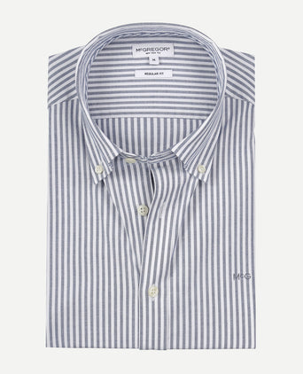 Overhemd Oxford Stretch Grote Streep | Navy