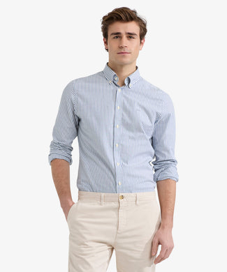 Overhemd Oxford Stretch Grote Streep | Navy Overhemd Oxford Stretch Grote Streep | Navy