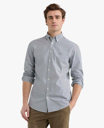 Overhemd Poplin Stretch Streep | Navy