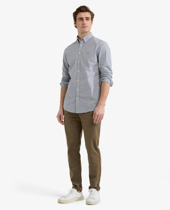 Overhemd Poplin Stretch Streep | Navy