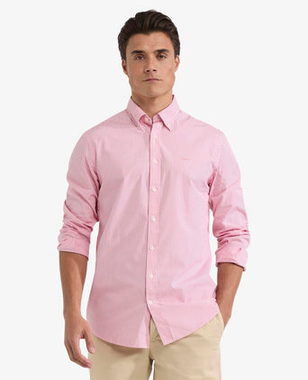 Overhemd Poplin Stretch Streep | Coral Red