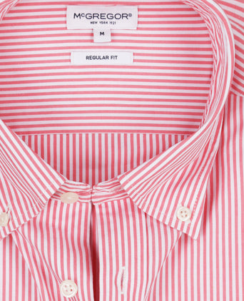 Overhemd Poplin Stretch Streep | Coral Red