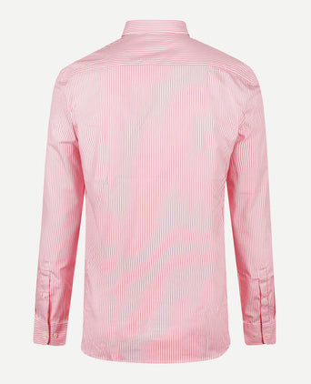 Overhemd Poplin Stretch Streep | Coral Red
