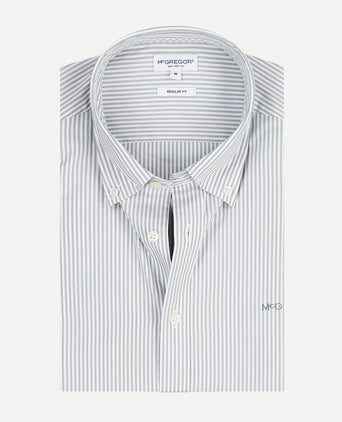 Overhemd Poplin Stretch Streep | Light Olive