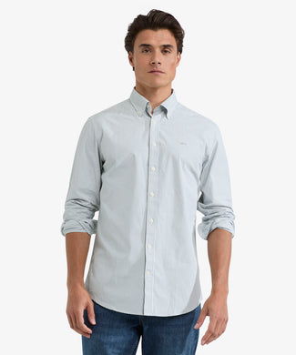 Overhemd Poplin Stretch Streep | Light Olive Overhemd Poplin Stretch Streep | Light Olive