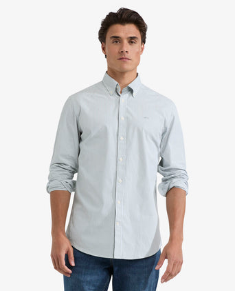 Overhemd Poplin Stretch Streep | Light Olive