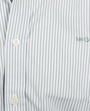 Overhemd Poplin Stretch Streep | Light Olive