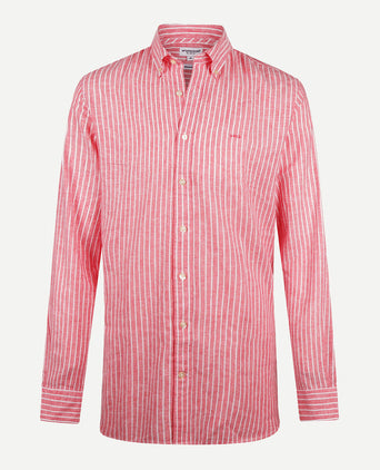 Overhemd Gestreept Linnen Katoen | Red