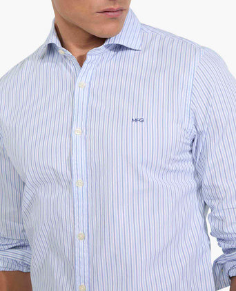 Overhemd Slim Fit Driedubbele Streep | Medium Blue