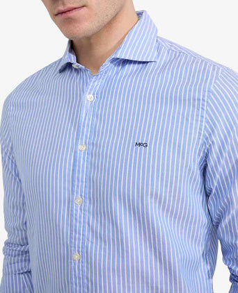 Overhemd Slim Fit Streep | Medium Blue