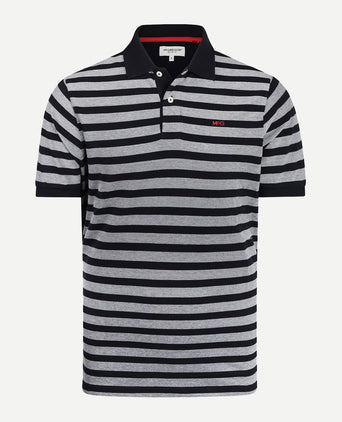 Polo Piqué Oxford Gestreept | Navy
