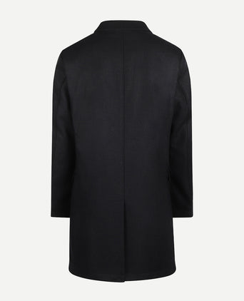 Checked Wool Overcoat | Navy