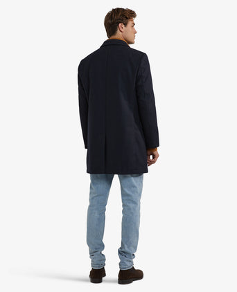 Checked Wool Overcoat | Navy