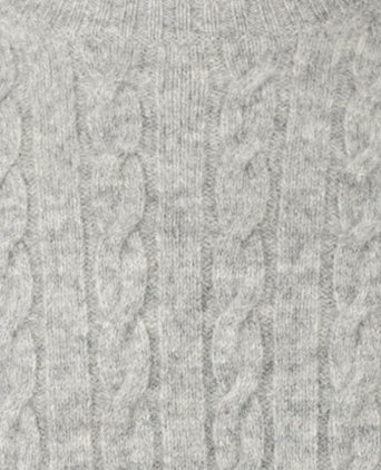 Trui Lamswol Rondehals Kabelpatroon | Medium Grey Melange