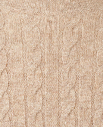 Trui Lamswol Rondehals Kabelpatroon | Sand
