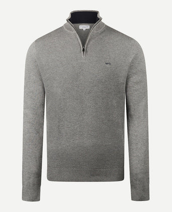 Trui Half-Zip Katoen Merinowol | Medium Grey Melange