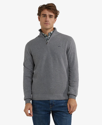 Trui Half-Zip Katoen Merinowol | Medium Grey Melange
