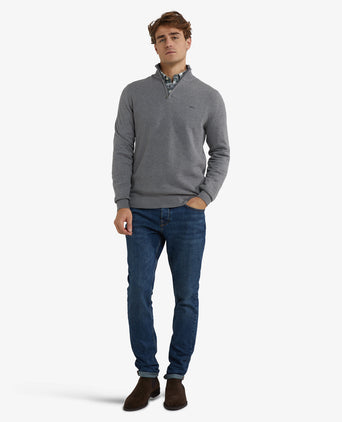 Trui Half-Zip Katoen Merinowol | Medium Grey Melange