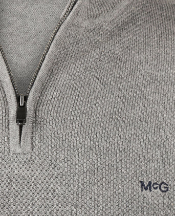 Trui Half-Zip Katoen Merinowol | Medium Grey Melange