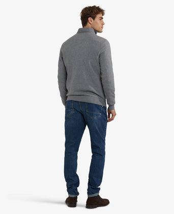 Trui Half-Zip Katoen Merinowol | Medium Grey Melange