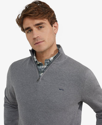 Trui Half-Zip Katoen Merinowol | Medium Grey Melange