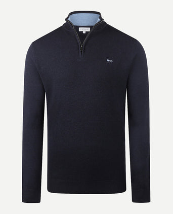 Half-Zip Sweater Cotton Merino Wool | Navy