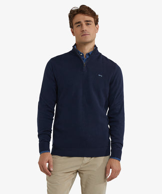Trui Half-Zip Katoen Merinowol | Navy Trui Half-Zip Katoen Merinowol | Navy
