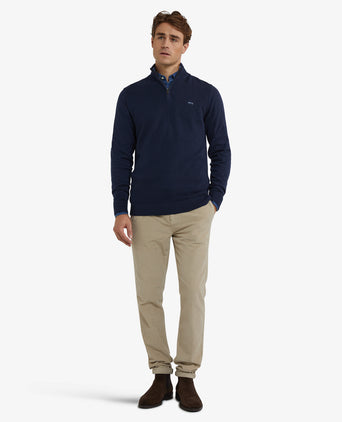 Half-Zip Sweater Cotton Merino Wool | Navy