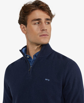 Half-Zip Sweater Cotton Merino Wool | Navy