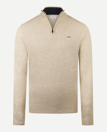 Half-Zip Sweater Cotton Merino Wool | Sand