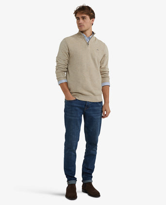 Half-Zip Sweater Cotton Merino Wool | Sand