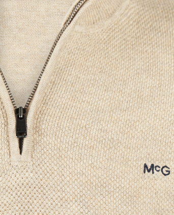 Half-Zip Sweater Cotton Merino Wool | Sand