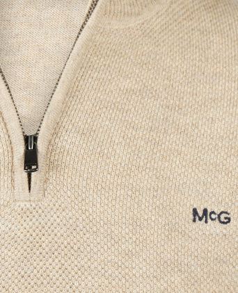 Half-Zip Sweater Cotton Merino Wool | Sand